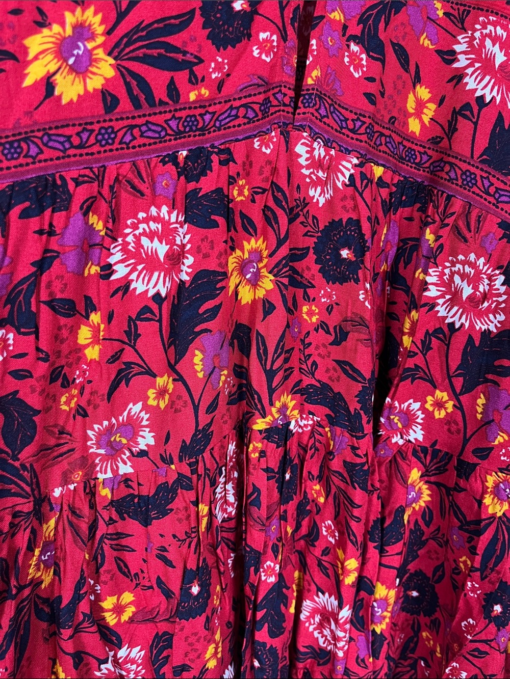 Easel The Perfect Escape Womens Tunic L Red White Floral Babydoll 1/2 Sleeve NWT - Picture 8 of 11